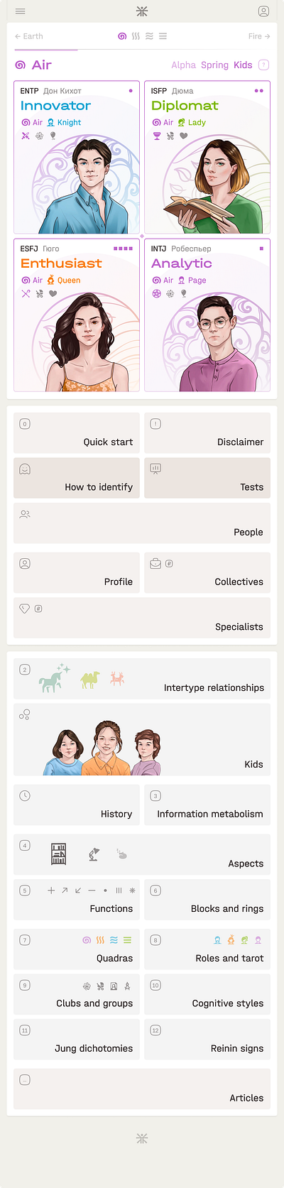 Humanology 1.1 / Work in progress illustration mbti minimal mobile product