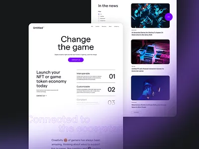 Landing page for a NFT Gaming Company 3d abstract aesthetic branding clean editorial futuristic gaming graphic design minimal neon nft tipography ui ux web design white