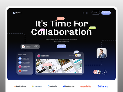 Golabs - Project Collaboration Webapp app collaboration dashboard landing page management minimal modern product design typography ui ui design uiux ux web design webapp website