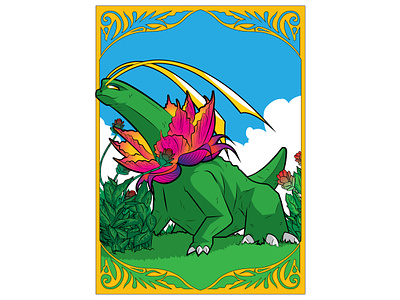 Meganium art nouveau arte digital character design design digital art digital illustration diseño diseño de personaje flowers illustration illustration art illustrator ilustracion ilustracion digital lud0 lud089 meganium plants pocket monster pokemon