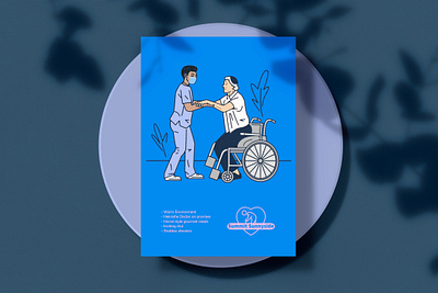 Sunny Summit Advert advert blue branding bright covid doctor elderly graphic design hospital illustration jew kind logo mask nurse nursing home patient rehabilitaion vector wheelchair