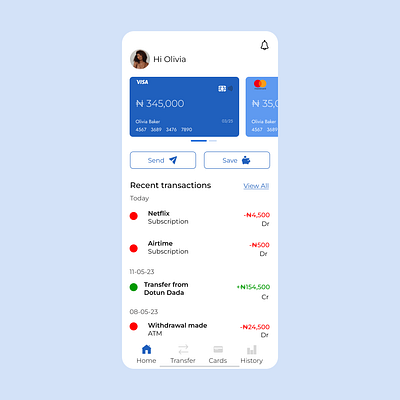 Bank App Dashboard bank bank app banking app design finance money ui ux design