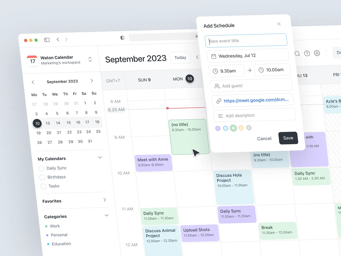 Modern Calendar View Design for Enhanced Productivity