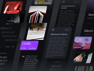 Goven – Portfolio Website case study clean dark mode design free freebies gradient landing page modern npw personal portfolio purple ui ux website work