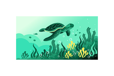 Turtle Sea Vector Illustration cartoon