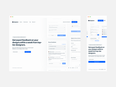Elysium Early Access Page app branding component design free graphic design hero illustration landing page light light mode logo minimalist mobile mockup open source typography ui ux vector