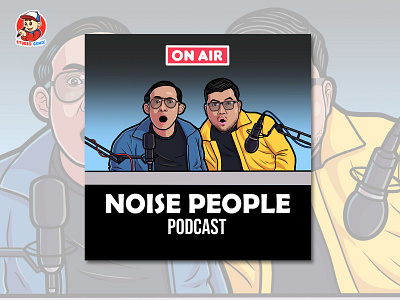 Noise People Podcast cartoon cover art design noisepeople