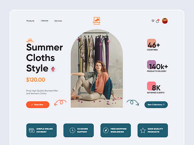 E-Commerce Landing Page Web Header clothes e commerce website fashion fashion landing page landing page minimal online store product product selling shop shopping uiux web design womens fashion
