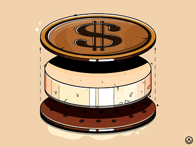 Money Cookie coin cookie cream happy impulse happyimpulse ice ice cream illustration illustrator money playful sandwich vector