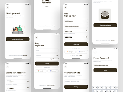 Coffee Shop Mobile App (Sign In & Sign Up) app clean coffee beans coffee cup delivery design drink empty error forgot passqord login minimal mobile order screen sign in sign up store ui ux