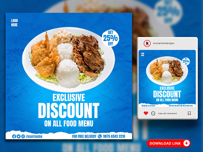 Exclusive Discount Social Media Banner Template 3d ads design animation banner branding discount post exclusive discount facebook post food banner graphic design instagram post logo motion graphics promotional ads restaurant flyer restaurant post social media template design ui web banner