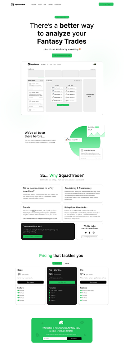 SquadTrade - Product Design app dashboard design fantasy sports login page minimal sports dashboard ui ux web web design website