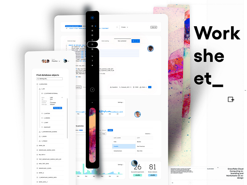 Worksheets UI panels ❄️ Snowflake UI redesign & rebranding web design