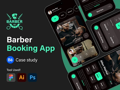 Barber Booking App Case Study app design app ui application design appointment barber barber booking barbershop booking app case study clean ui grooming haircut mobile app mobile app design mobile design salon salon app service app squire ui design