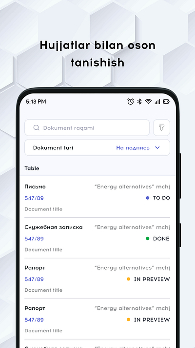 Bankda hujjatlar aylanmasi uchun - Anet mobil dasturi app design mobile ui ux