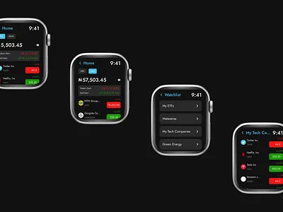 Stock Investment Smartwatch Home screen app crypto cryptopcurrrency dashboard design home home screen invest investment product design smartwatch stock ui uiux ux watch wearable