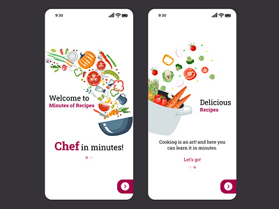 Cooking App UI Design, Recipes App app cooking app ui design design graphic design illustration recipe app design ui ux vector