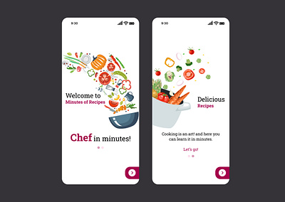 Cooking App UI Design, Recipes App app cooking app ui design design graphic design illustration recipe app design ui ux vector