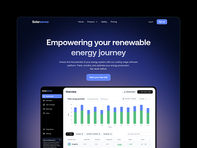 Energy tracking service ai dashboard design energy graph home screen monitoring solar energy table tracking ui uiux ux