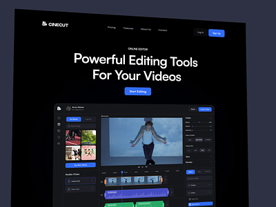 Homepage for Video Editor Dashboard afterglow animation app dashboard edit editing video homepage landing page redactor tools video video redactor
