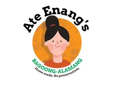 Ate Enang's Logo art basic branding clean colored design ecclectic fb flat food graphic design icon illustration lady logo logo modern paste shrimp paste vector