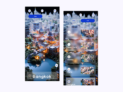 3 Map Mobile App 3d ai app city design game map midjourney mobile product ui webdesign