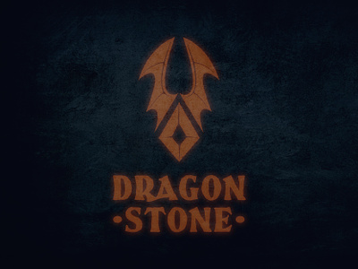 Dragon stone logo dragon fantasy gaming gem stone wings