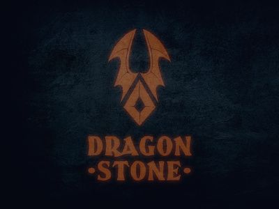 Dragon stone logo dragon fantasy gaming gem stone wings