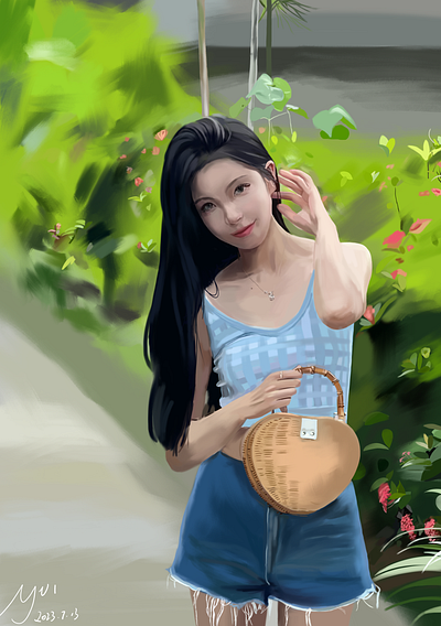 笑起来像乌梅子酱的女孩 illustration original painting