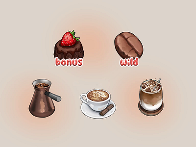 Brazilian Coffee Icons Animation 3d animation bonus bonusanimation casinogames casinoslot classicslot classicsymbols design illustration motion graphics ui
