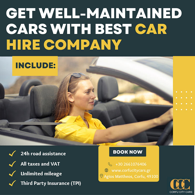 Get WellMaintained Cars With Best Car Hire Company by Corfu City Cars on Dribbble