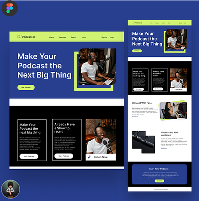 podCast.io Landing Page ui frontenddeveloper graphic design ux web design