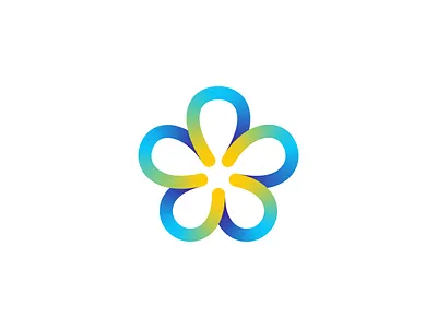 Digital Flower Logo Design (Unused for Sale) brand identity branding center community company for sale unused buy futuristic hub logo mark symbol icon mihai dolganiuc design modern people project round rounded star sun team group tech technology together unite