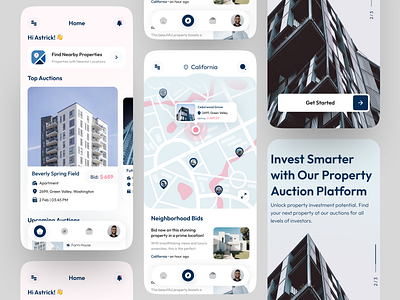 Property Auction Application animation app appdesign auctionapp branding dailyui design graphic design logo minimal propertyapp propertyauction typography ui uidesign uiux uiuxdesign ux uxdesign vector