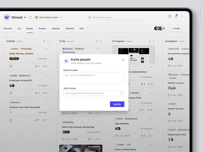 Invitation modal add members dashboard figma invite invite member modal modals project management team management team project ui ui design ux ui web design