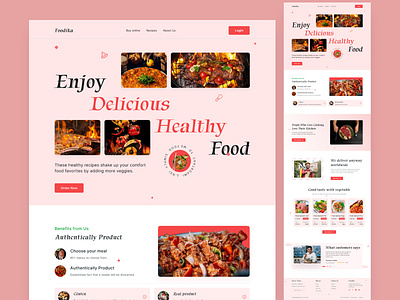 Food Delivery Landing Page Website Design courier creative delivery design e commerce food food delivery homepage landingpage mobile mobile app order premium food restaurant snack ui user interface web template website website design