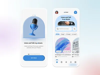 Podcast Mobile App Ui Design app branding design graphic design illustration logo typography ui ux vector