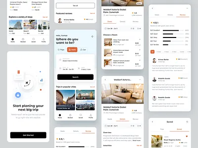 Booking Mobile App airbnb app app design booking app car rental clean app design hotel hotel booking mobile mobile app online booking property rental travel agency ui user experience user interface visual design