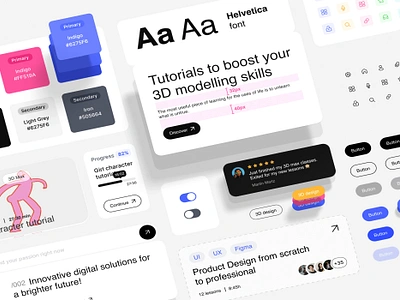 Design System / UI KIT 3d app classes clean dashboard design system education ios learn lesson minimalism motion graphics online platform play school studying ui ui kit video