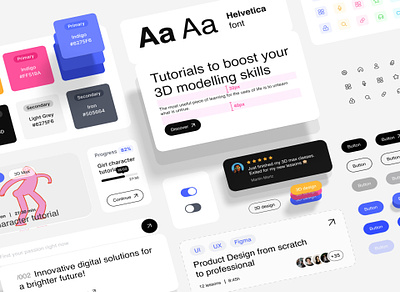 Design System / UI KIT 3d app classes clean dashboard design system education ios learn lesson minimalism motion graphics online platform play school studying ui ui kit video