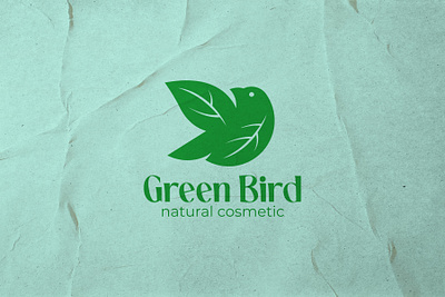 Logo a green leaf bird animal bird branding cosmetic emblem graphic design green illustration leaf logo logotype mark mascot modern nature symbol