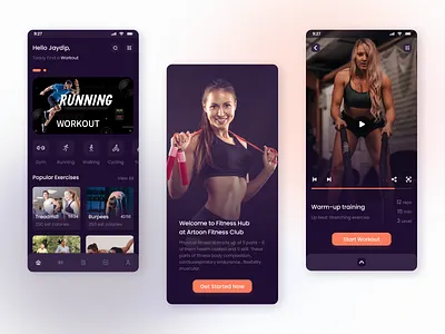 Fitness Mobile Application app design app ui design branding design exercise fitness fitness training graphic design live exercise training mobile app mobile app design online fitness training ui ui ux ui design uidesign uiux workout workout trainer