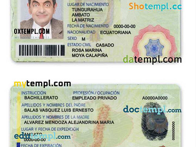 Ecuador identification document psd template in PSD format, full by ...