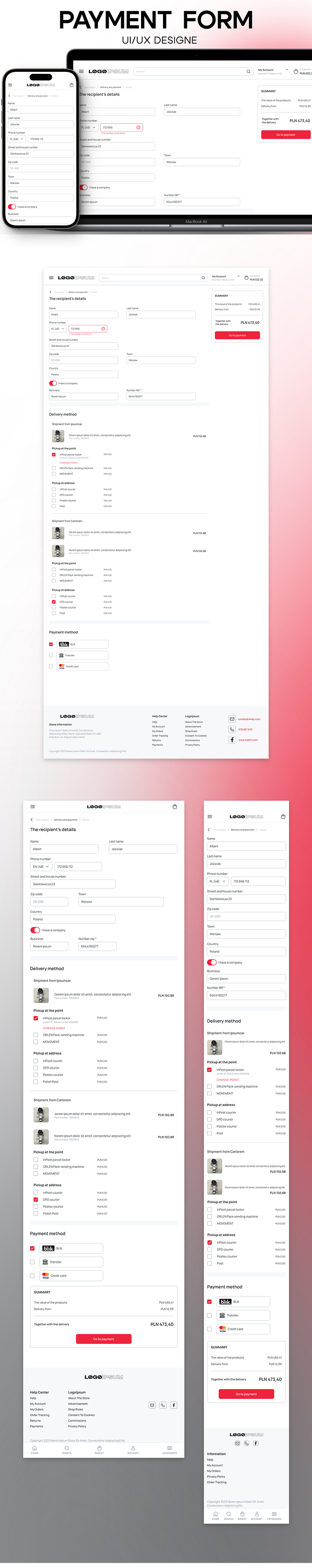 Payment form – UI UX Design by Patrycja Marek on Dribbble
