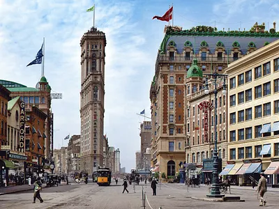 Time Square (1900) america colorization colorize colorized photo digital art history new york photo photography restoration time square usa vintage