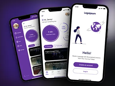Language App – UI / UX Design app branding design graphic design illustration languageapp typography ui ux