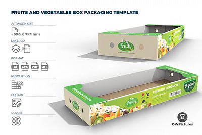 Fruits and Vegetables Box Template box business corporate cut design die diecut dieline food illustration pack package products tray