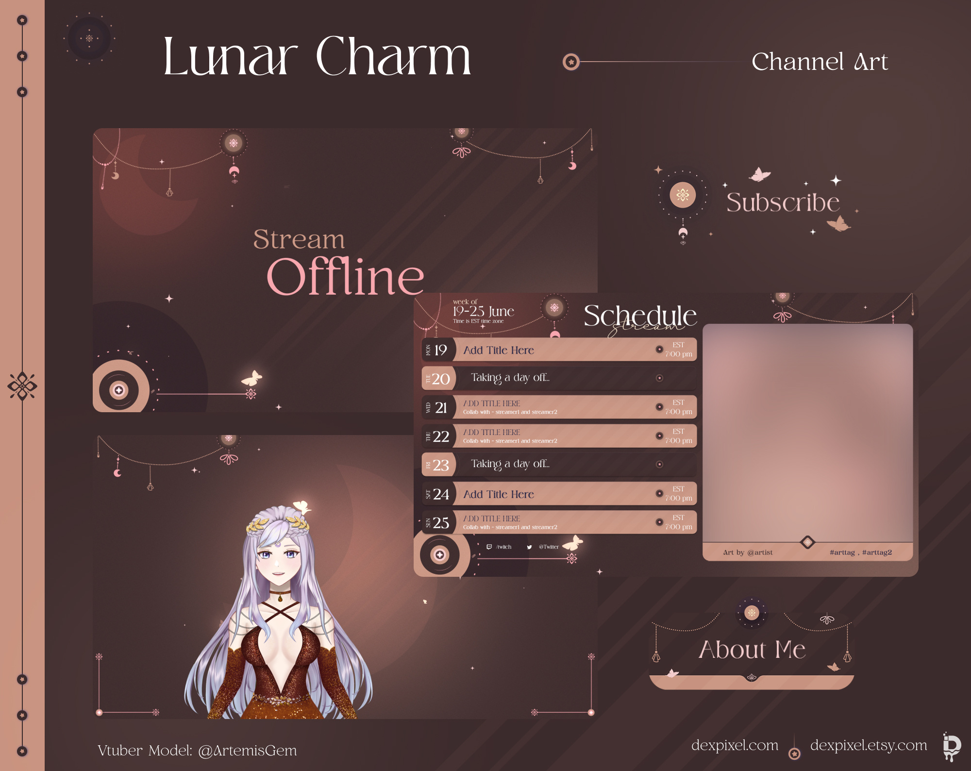 Lunar Charm Pastel Pink Vtuber Pack by DexPixel on Dribbble