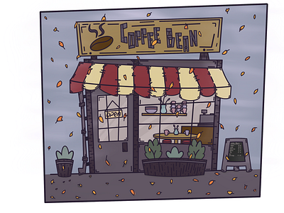 Coffee Shop building illustration procreate