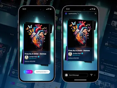 Vault Music - Share Out Edition Card app app design brand clean design edition card graphic design interface music music app product design rare share share sheet simple special ui ui design ux ux design